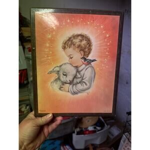 1958 litho in Italy vintage on wood